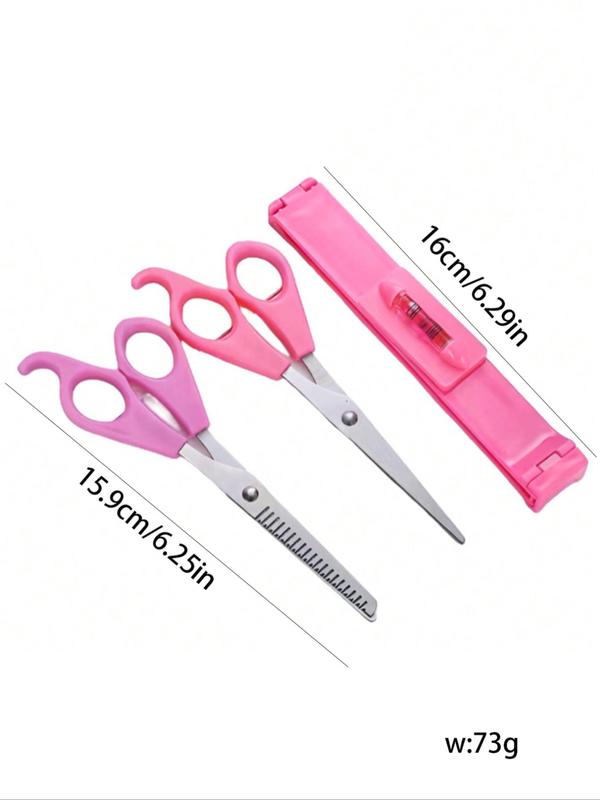 Minimalist Versatile Bangs Cutting Tool Set, 3pcs set Hair Scissors & Bangs Clips, Trendy Convenient Hair Styling Tool for Women & Men