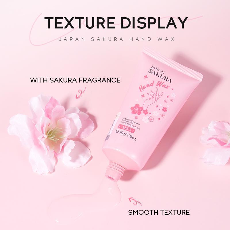 50g Sakura Hand Wax & 30g Hand Cream, 2 Counts set, Peel off Moisturizing Hand Mask & Hand Lotion, Hand Care Set, Christmas Gift