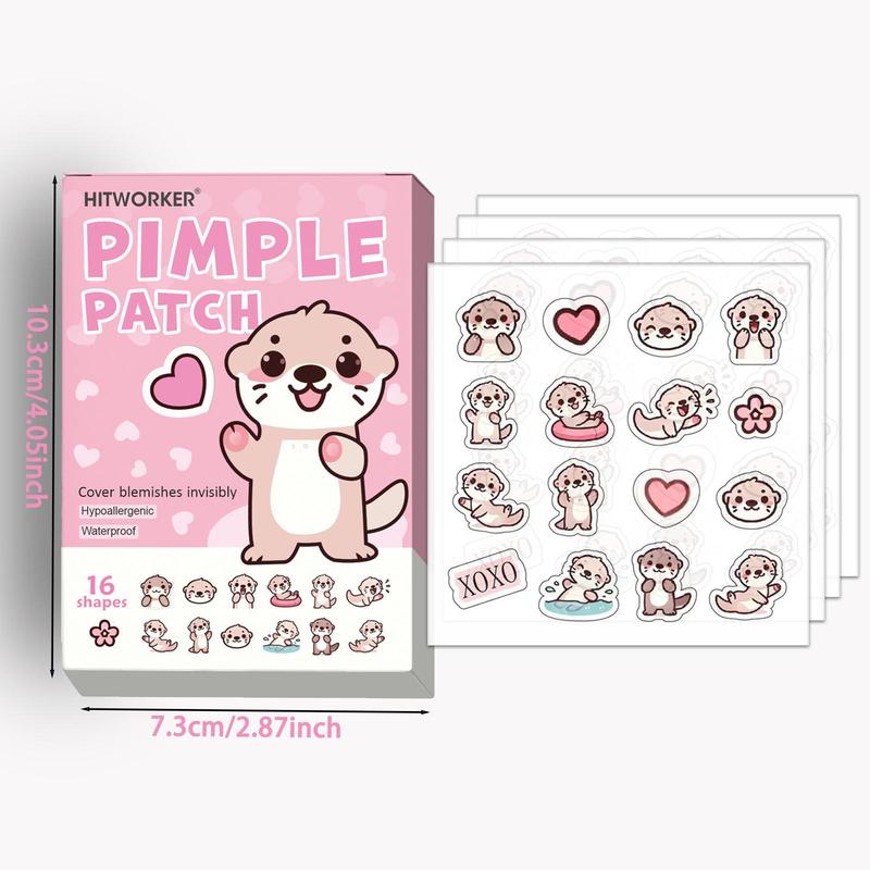 Cute Sea Otter Design Pimple Patch, 64pcs box Heart Pattern Acne Cover Sticker, Facial Skin Care Product for Women & Men, Christmas Gift