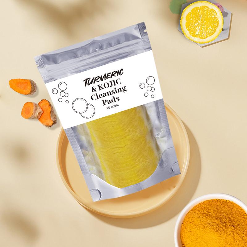 Kojic Acid and Turmeric Cleansing Pads,Turmeric Cleansing Pads, Face Turmeric Kojic Acid Pads, Helps Balance Skin Oil And Water, Gentle & Non-Irritating Skincare Daily Pore Comfort