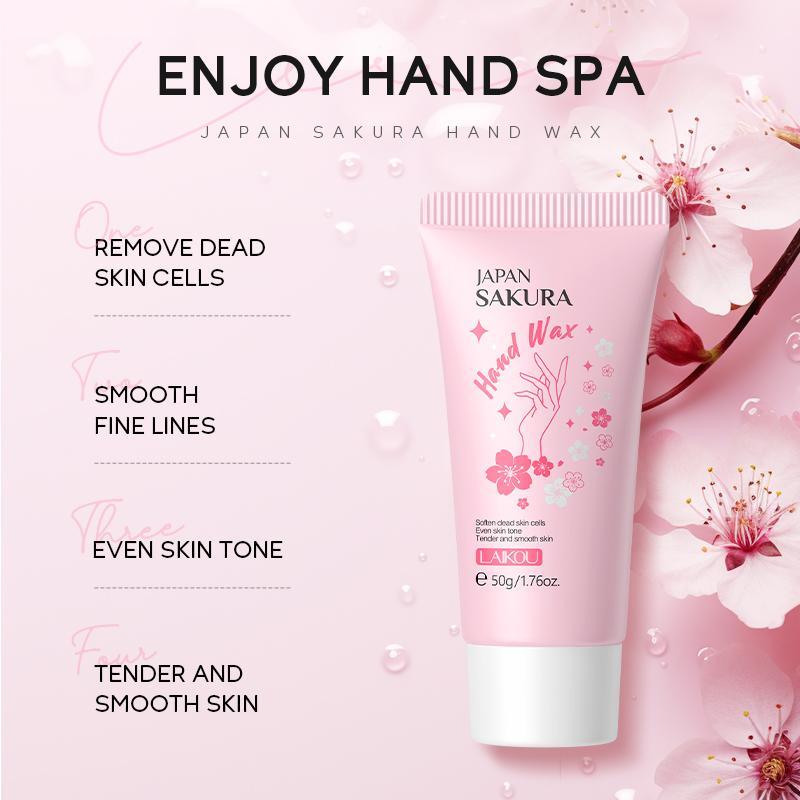 50g Sakura Hand Wax & 30g Hand Cream, 2 Counts set, Peel off Moisturizing Hand Mask & Hand Lotion, Hand Care Set, Christmas Gift