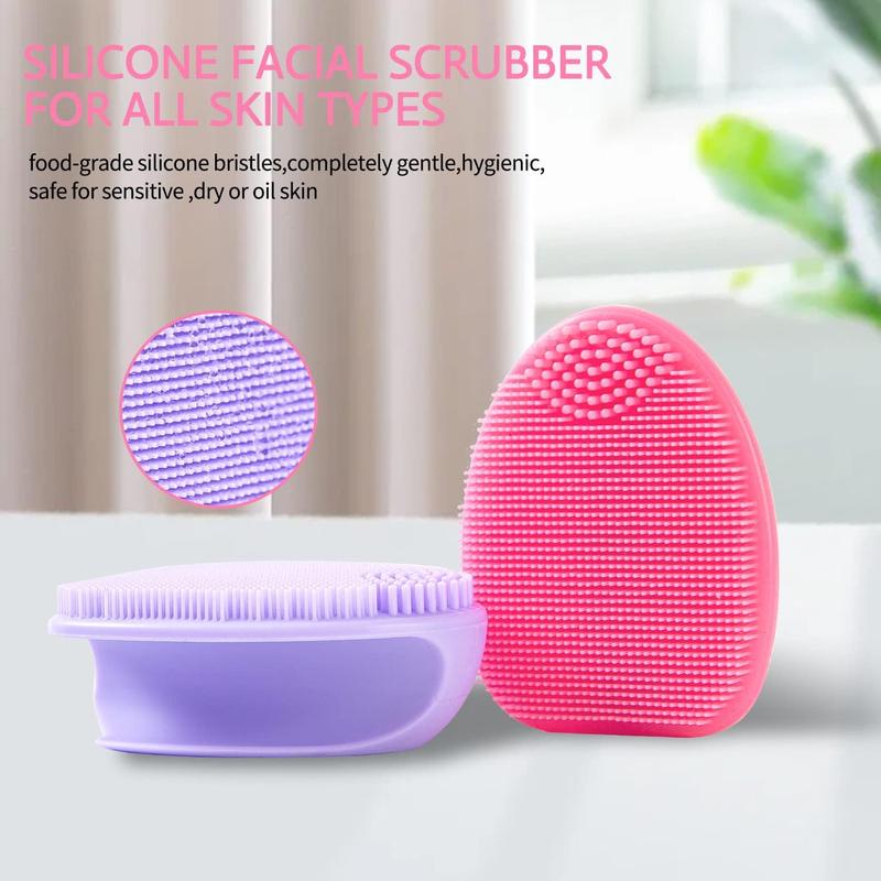 Silicone Face Scrubber - Handheld Exfoliating Brush for Sensitive Skin, Blackhead Removal & Pore Cleansing (Grey & White) Skincare Comfort