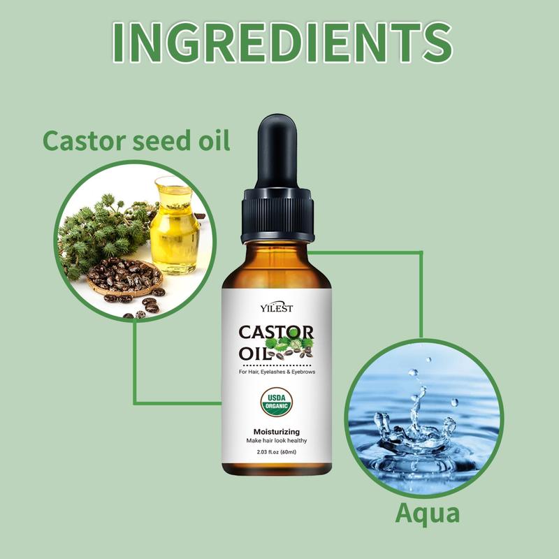 Castor Oil for Eyelashes, Eyebrows, Hair, Cold Pressed Hexane Free Nourishing & Moisturizing Hair Care Oil, Skin Moisturizer & Hair Care Product