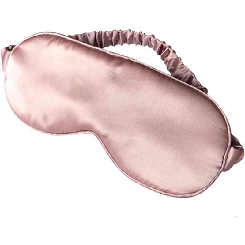 Mulberry Silk Sleep Eye Mask & Blindfold with Elastic Strap Headband, Soft Eye Cover Eyeshade for Night Sleeping, Travel, Nap(Pink)