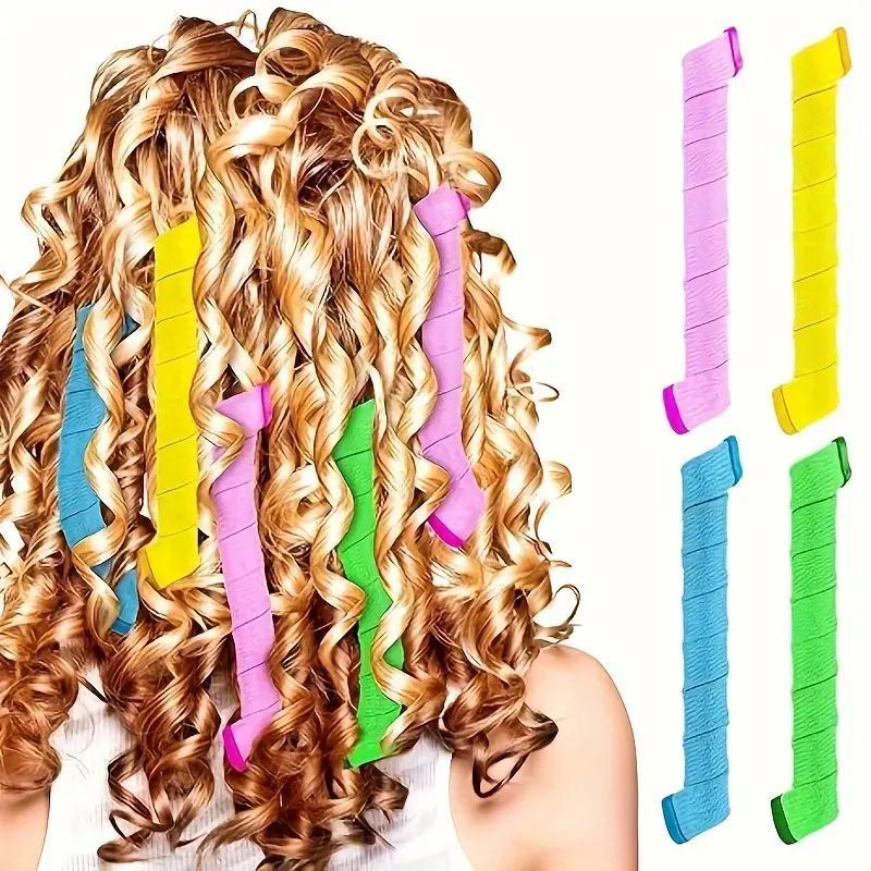 Heatless Hair Curler Set, 28pcs set Spiral Hair Curler Bands with Sticks, No Heat Hair Curling Tool, Hair Styling Tool for Women & Girls