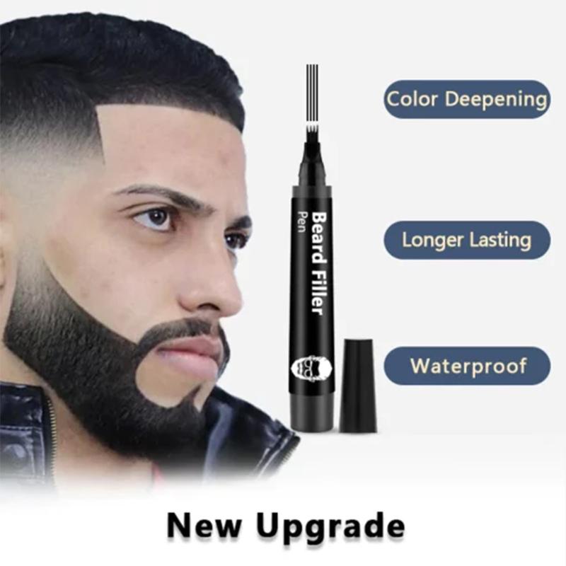 Beard Pen Filler for Men, Beard Pencil Filler for Men, Barber Styling Grooming Pencil - Waterproof & Sweat Proof, Long Lasting, Male Mustache Repair Shape, Effective Enhance Facial Hair