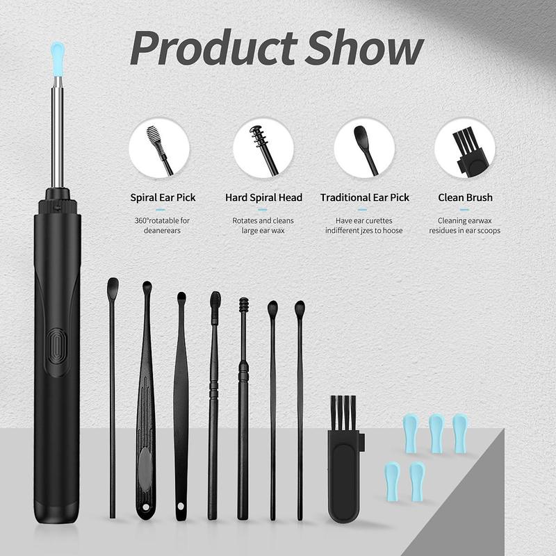 Intelligent Visual Ear Scoop, 1 Box Ear Wax Removal Tool, Ear Cleaner with Camera, Ear Wax Removal Kit with Accessories for iPhone, iPad, Android Phones