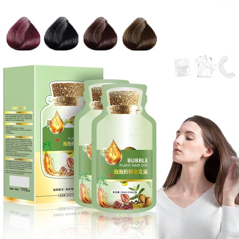 Natural Plant Hair Dye, New Botanical Bubble Hair Dye 20ml 10Packs Box for Grey Hair Color Bubble Dye, Color Conditioner Shampoo