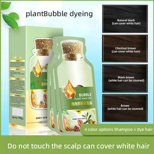 Natural Plant Hair Dye, New Botanical Bubble Hair Dye 20ml 10Packs Box for Grey Hair Color Bubble Dye, Color Conditioner Shampoo