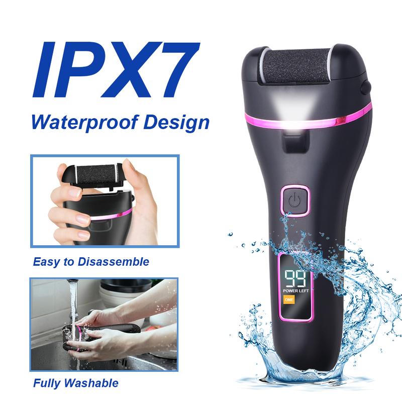 Experience the 2025 Upgrade：Rechargeable Waterproof Electric Foot Callus Remover - 17-in-1 Professional Pedicure Kit with 3 Roller Heads for Hard Skin