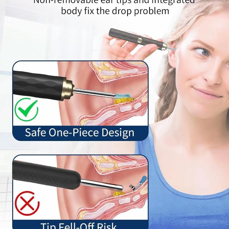 Ear Wax Removal Tool with Camera and Light - 1080P Ear Cleaner Kit for iOS & Android, Includes 6 Spoons for Safe and Effective Cleaning.  FSA HSA Eligible, Perfect Ear Cleaning Solution in Sleek Black Design!