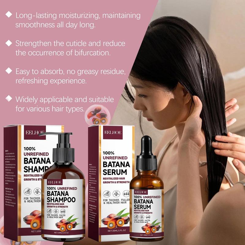 Batana Oil Shampoo & Hair Serum Kit, 4 Counts set Moisturizing Gentle Hair Care Kit, Hair Care & Styling Product for Men & Women, Christmas Gift