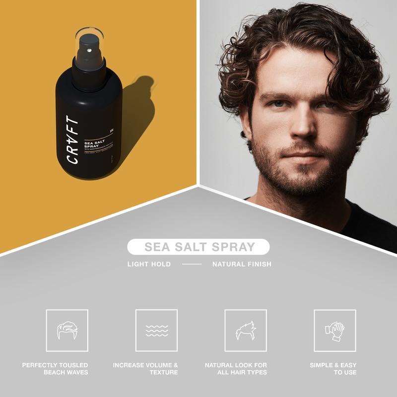 CRVFT Sea Salt Spray + Hair Clay Bundle for Natural Volume and Texture with Zero Shine Matte Finish - Medium + Light Hold   Matte + Natural Finish   Volume + Texture + Prestyler - Scented