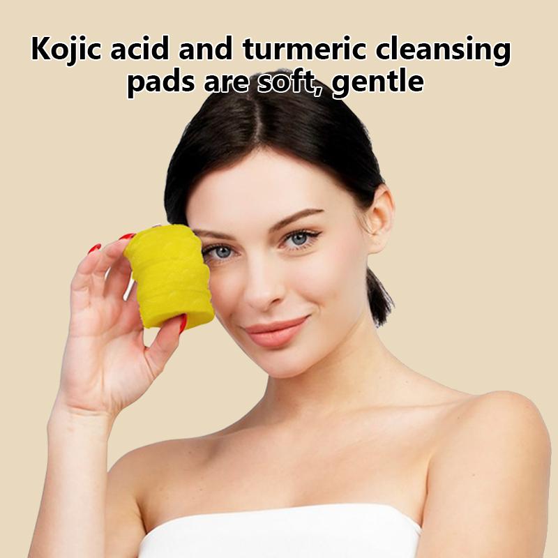 Kojic Acid and Turmeric Cleansing Pads,Turmeric Cleansing Pads, Face Turmeric Kojic Acid Pads, Helps Balance Skin Oil And Water, Gentle & Non-Irritating Skincare Daily Pore Comfort