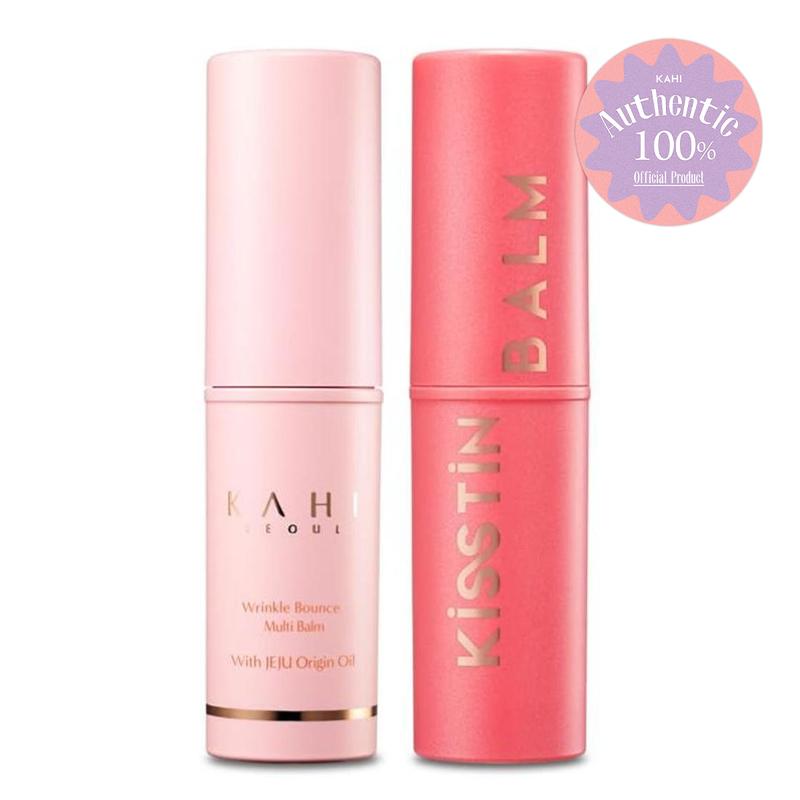 KAHI Multi Balm Stick + KAHI Kisstin Pink Face Balm Moisturizer Lip and Check Stick - All-in-One Lip Balm Cream Neck Cream Make Up  (0.32 oz)