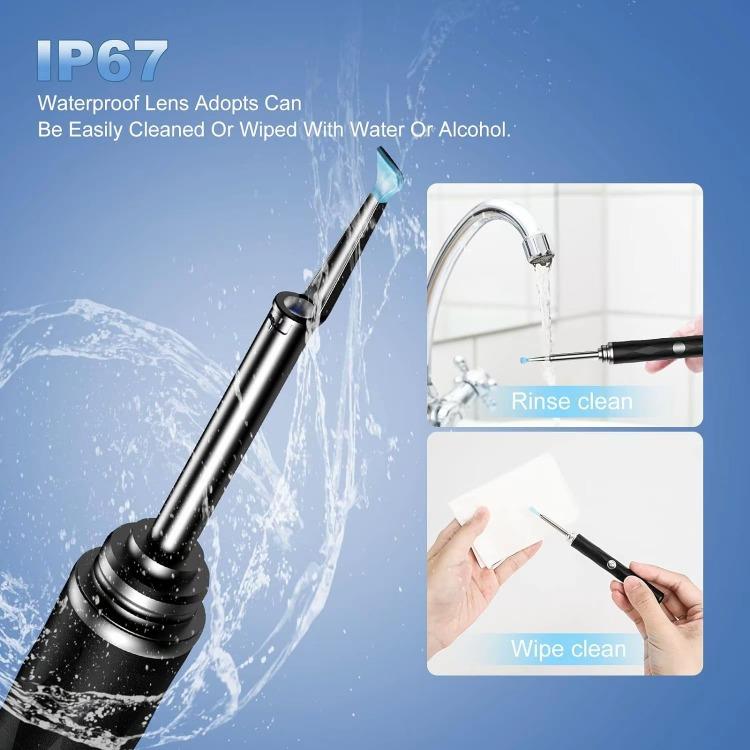 Ear Wax Removal Tool with Camera and Light - 1080P Ear Cleaner Kit for iOS & Android, Includes 6 Spoons for Safe and Effective Cleaning.  FSA HSA Eligible, Perfect Ear Cleaning Solution in Sleek Black Design!