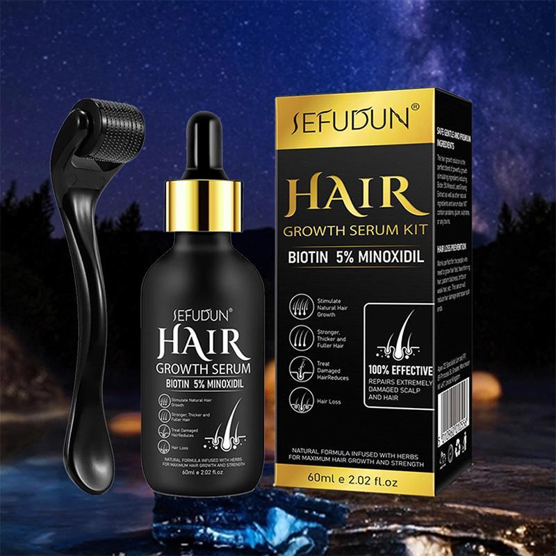 Serum with Micro Needle Roller, 1 Box  Comfort Hair Thickening & Lengthening Serum, Men and Women Hair Care Product