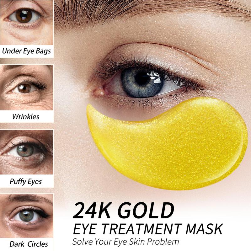 HICREAM 24K Gold and Snail Mucin Hydrogel Under Eye Patches, for Puffy Eyes, Dark Circles, Moisturizing, Fine Lines (60pcs)