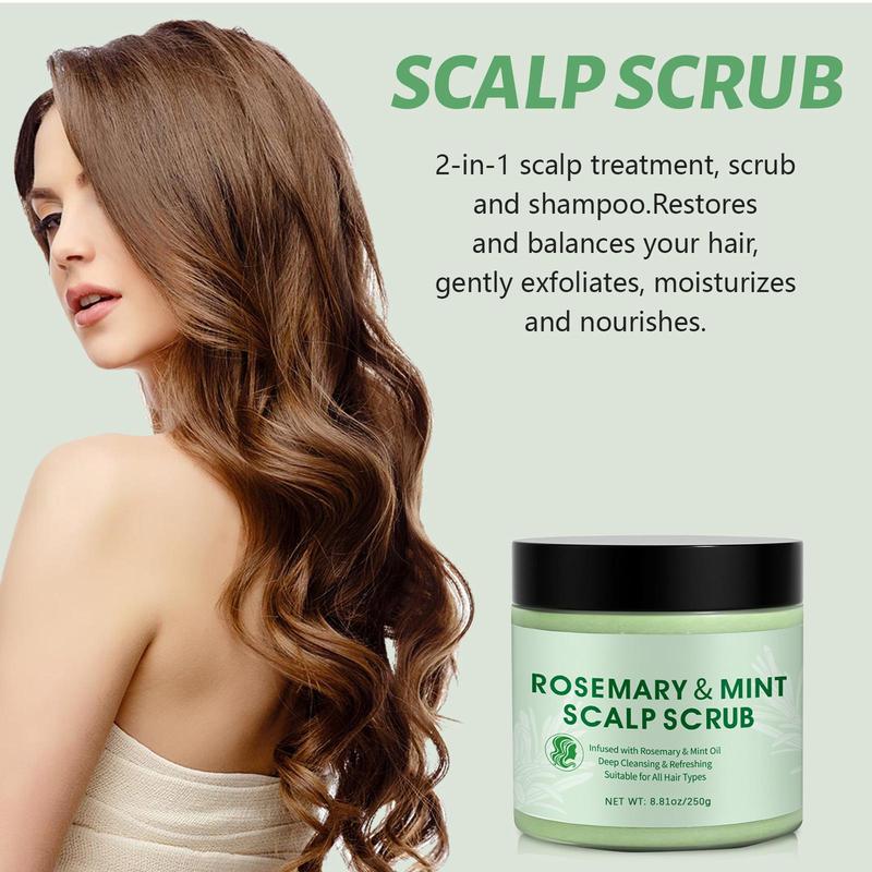 Rosemary & Mint Scalp Scrub, 1 Count Scalp Exfoliator Scrub for Build Up, Beauty & Personal Care Hair Scalp Massage Cream