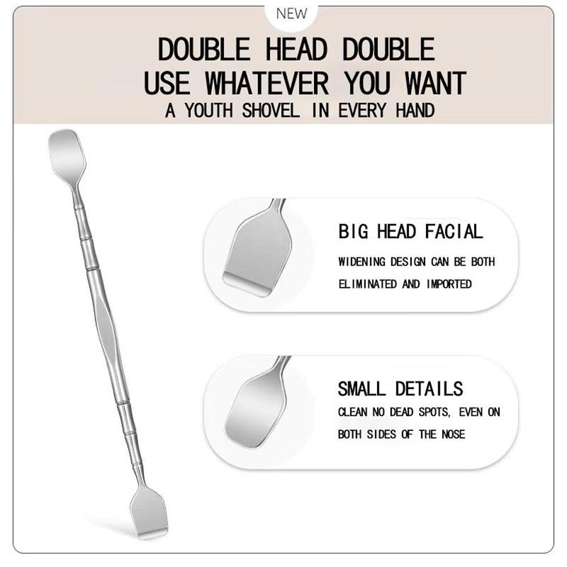 Double-ended Blackhead Cleaning Tool, Stainless Steel Blackhead Extractor Tool, Facial Skin Care Tool for Women & Men