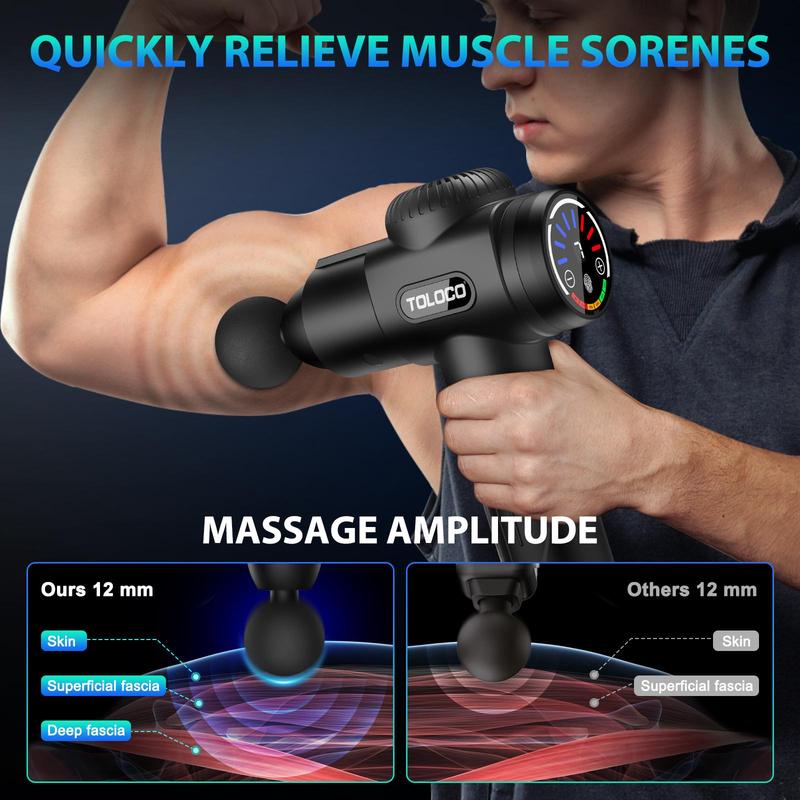 TOLOCO Quiet Deep Tissue Percussion Massage Gun for Athletes ,Birthday Christmas Gifts for Women Men,with 10 Interchangeable Attachments massage head