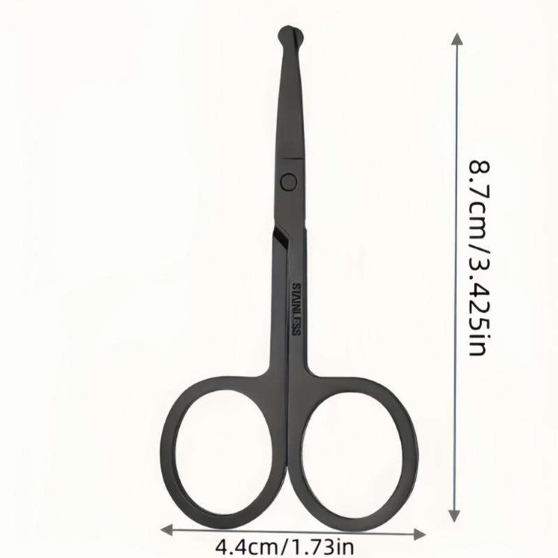 Professional Beard Trimming Scissors, 2 Counts Round Headed Safety Nose Hair Scissors, Hair Cutting Scissors, Facial Hair Trimming Beauty Makeup Scissors