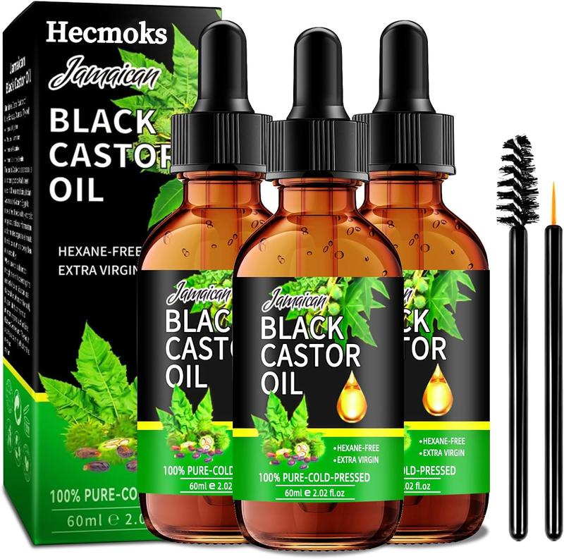 Hecmoks 3PCS Jamaican Black Castor Oil (60ml), ideal for skincare and body massage. Provides comfort and enhances overall body care