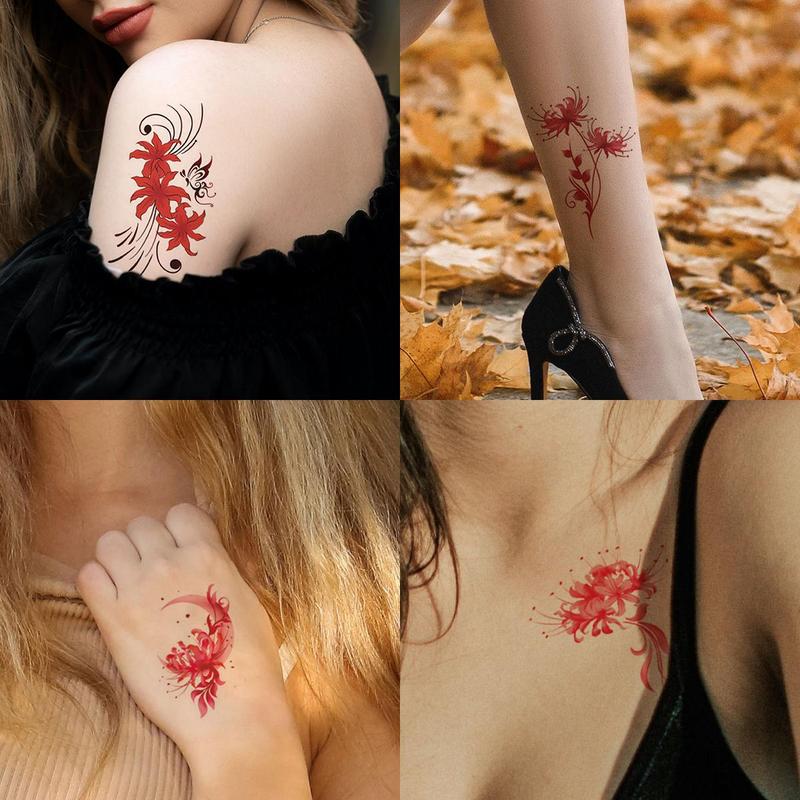 Flower Pattern Temporary Tattoo Sticker, 30pcs Waterproof Temporary Tattoo Sticker, Body Art Sticker for Women & Girls