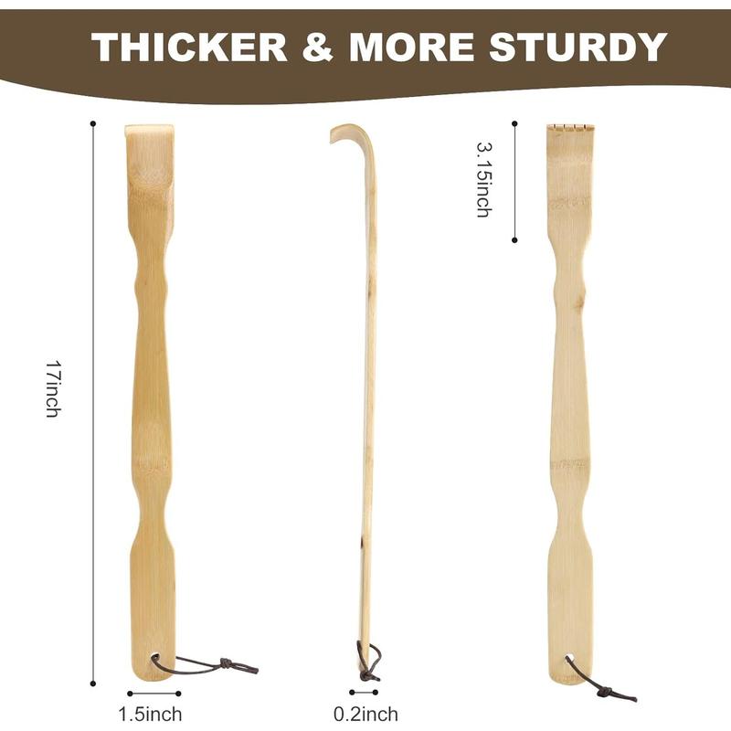 2 Pack Wooden Bamboo Back Scratcher, 17 Inch Long Handle Back Scratchers for Adults Men Women, with Beautiful Gift Packaging Body Care Comfort