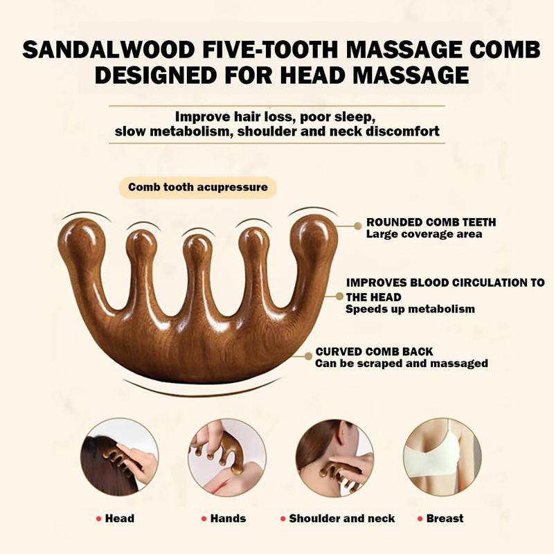 Wooden Scalp Massager - Handmade 100% Natural Green Sandalwood Wide Tooth Combs - Wood Massage Comb & Sandalwood Comb for Luxurious Hair Care Body Care