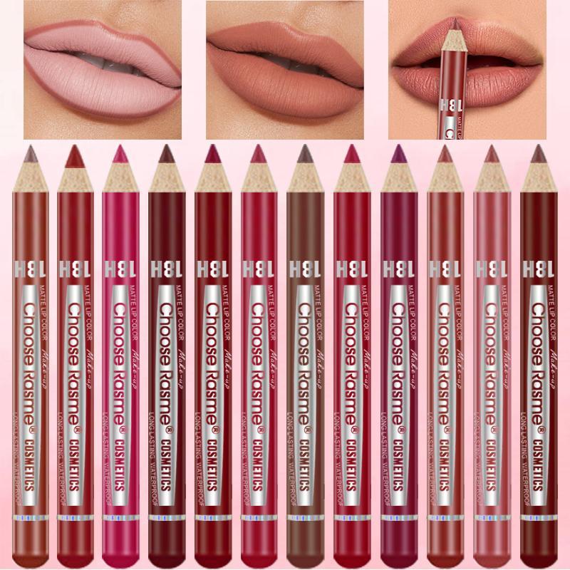 Long Lasting Lip Liner Set, 12pcs set Matte Lip Liner, Easy Coloring Lip Makeup Pencil, Moisturizing Lip Liner, Suitable for All Occasions Lip Makeup, Girls and Women Makeup Accessories