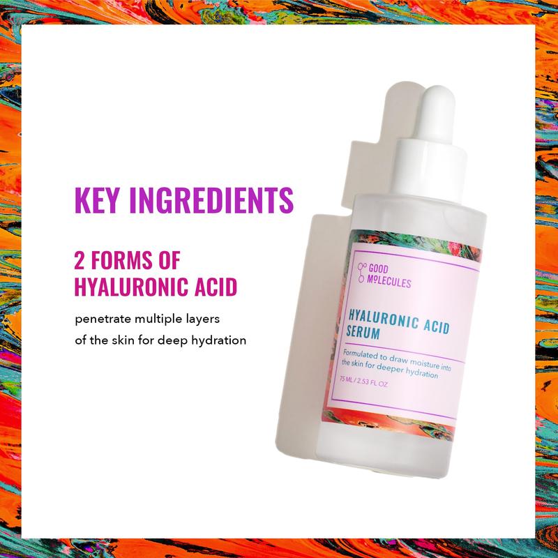 Hyaluronic Acid Serum  Good Molecules  - Hydrating, Non-greasy formula to Moisturize, Plump - 1% HA, Anti-aging, Water-Based Skincare for Face Skin Repair Comfort Hydrate Moisture Moisturizer Moisturizing