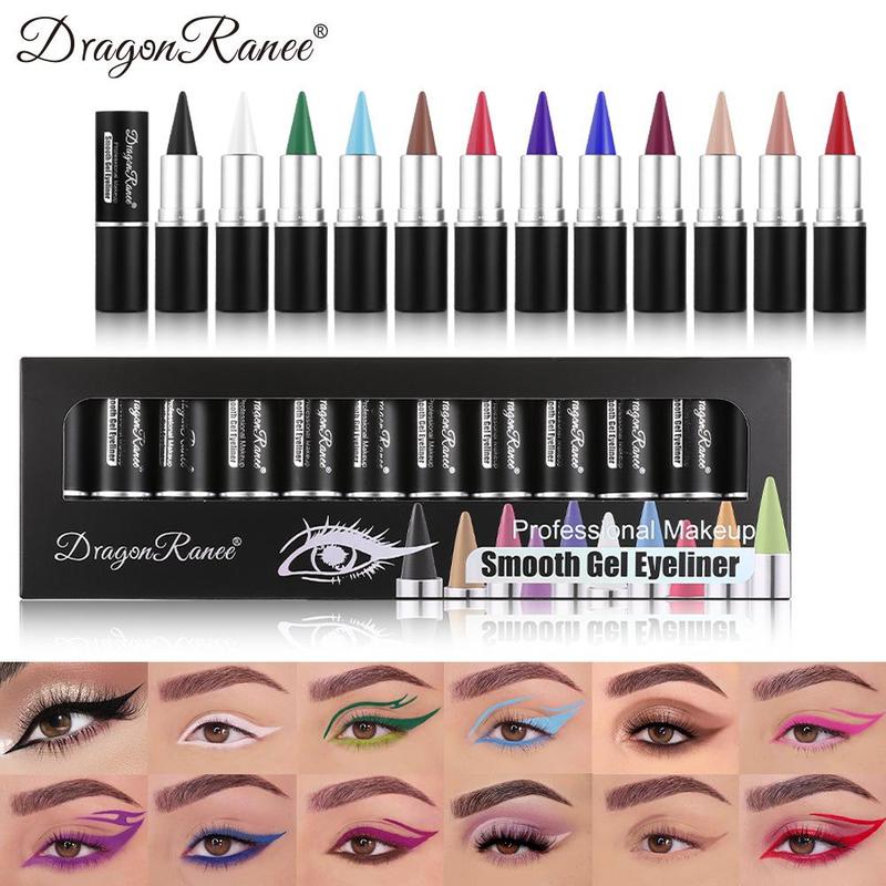 Matte Eyeliner Cream, 12pcs box Long Lasting Eyeliner Pencil, Colorful Eye Shadow Cream, Eye Makeup Tool for Women & Girls, Christmas Gift