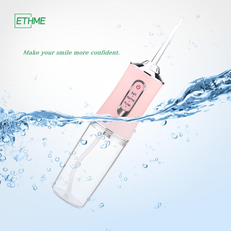 ETHME Christmas Gifts Pink Burst Water Flosser Portable Teeth Cleanser for Braces, Upgraded Cordless Dental Hygiene Flossing for Travel Oral Irrigator