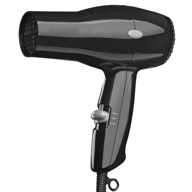 Travel Hair Dryer | Salon-Style Blowouts, Lightweight Design, 1875 Watts for Fast Drying with 2 Heat & Speed Settings for Drying and Styling Flexibility (Black)