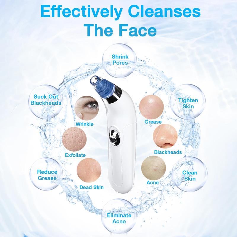 Electric Blackhead Cleaning Vacuum Pore Cleaner, 1 Count Cordless Blackhead Cleaning Tool Handle & 4 Counts Heads, Facial Beauty Instrument for Men & Women