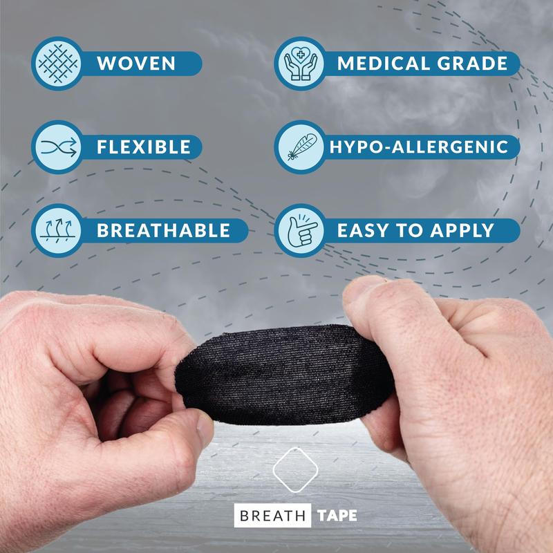 Mouth Tape for sleep (60 Pcs) Black Soft Grade Fabric,Strong Hypoallergenic Adhesive, Two Month Supply Oral