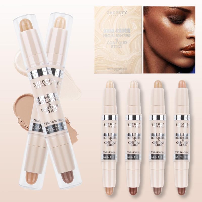 Double-ended Contour Stick, 4 Counts set Matte Finish Highlighting Makeup Pen for Nose Face, Facial Makeup Tool for Women & Girls