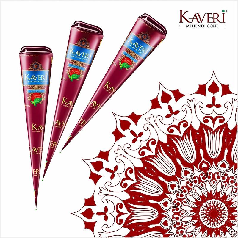 Kaveri (Pack of 12) 25g Fresh Natural Henna Cones Makeup Smooth