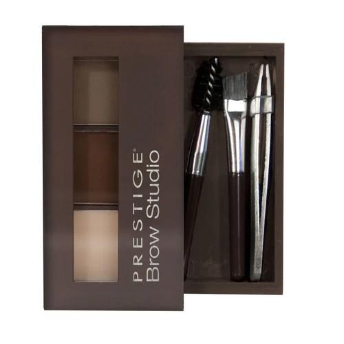 Prestige Cosmetics Brow Studio - Medium (BPS-02) with Brow Tools and Two Brow Powders for Perfect Eyebrow Makeup - Brush Setting Setting Setting