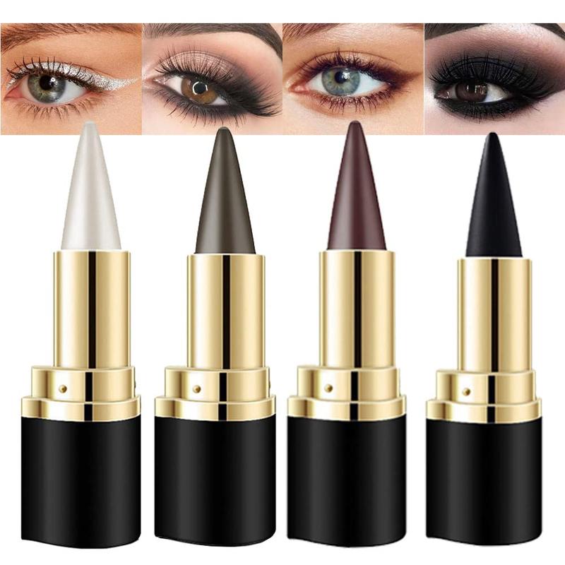 4Pcs Black Brown Silver Gray Gel Eyeliner Pencil, Eyeliner Cream Waterproof Smudge Proof,Eye Liner Smokey Eyeshadow Lipliner Matte Makeup Cosmetic