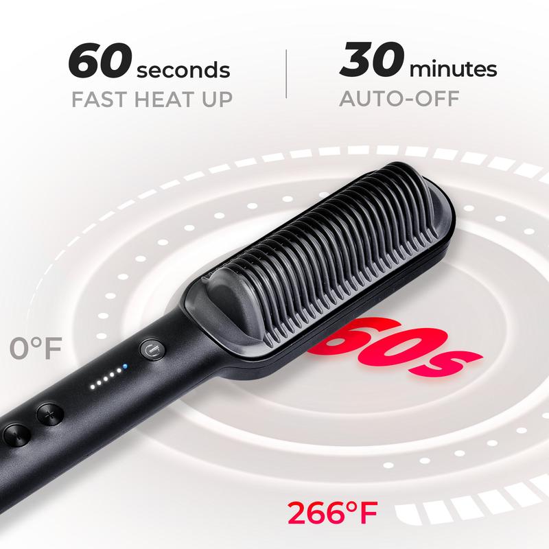 TYMO Ring Plus Ionic Hair Straightener Brush, Titanium Coating, 9 Temp Settings & LED Display, 20s Fast Heating & Dual Voltage, Professional Styling Tools for Salon Result,