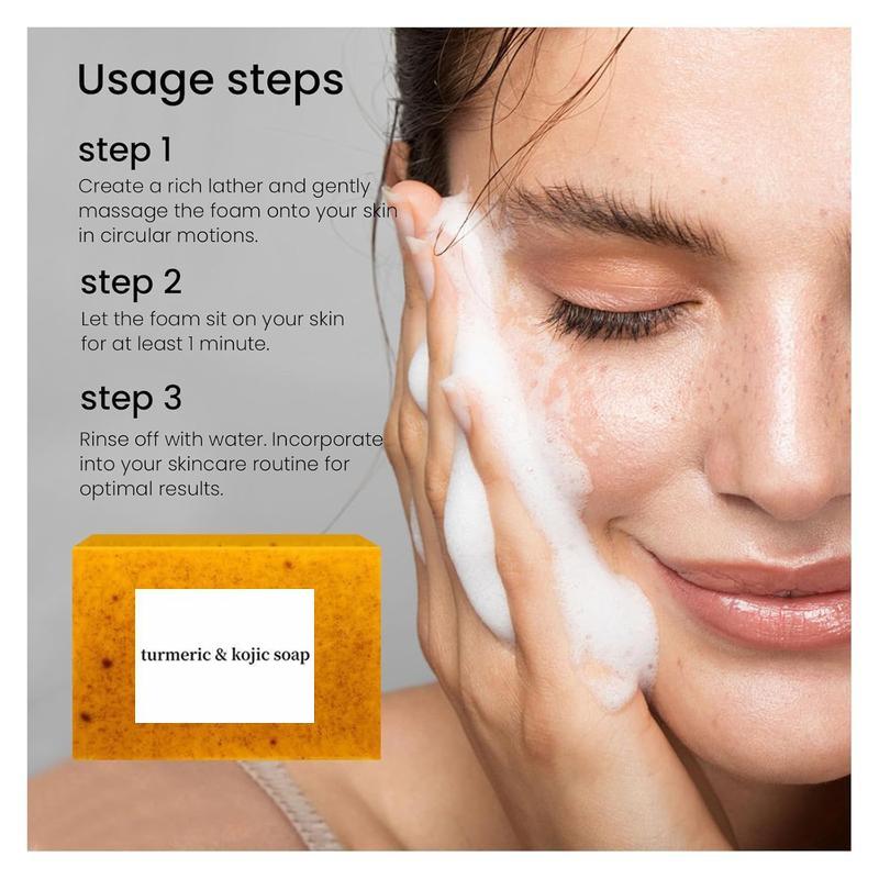 Lemon Turmeric & Kojic Acid Soap Bar, Facial and Body Cleansing, Daily Skin Cleansing Soap Bar, Suitable for Both Men and Women, Moisturizing and Mild Kojic Acid Soap Bar, Comes with Soap Bag