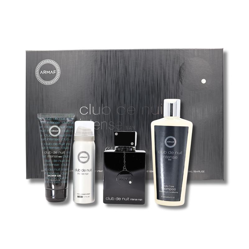 ARMAF CLUB DE NUIT INTENSE  GIFT SET EDT 3.6FL.OZ, BODY SPRAY 1.7FL.OZ, SHOWER GEL 3.4FL.OZ & SHAMPOO 8.4FL.OZ