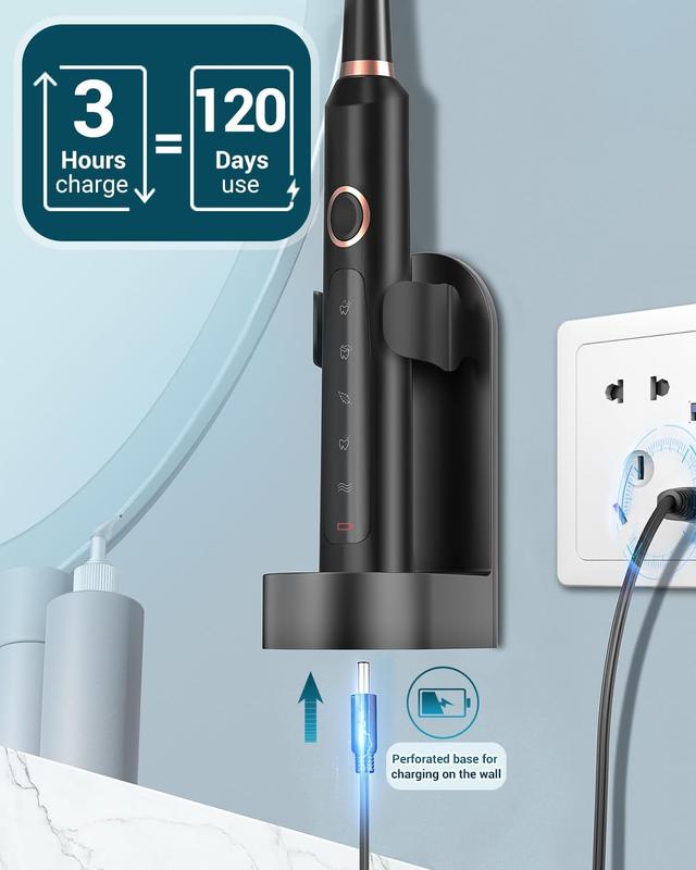 RTAUYS 2-Pack WithFreeshipping M5 Sonic Electric Toothbrush for Adults with 8 Replacement Brush Heads, 2.5 Hour Battery Life, 2-Minute Timer, IPX7 Waterproof, and Travel Case