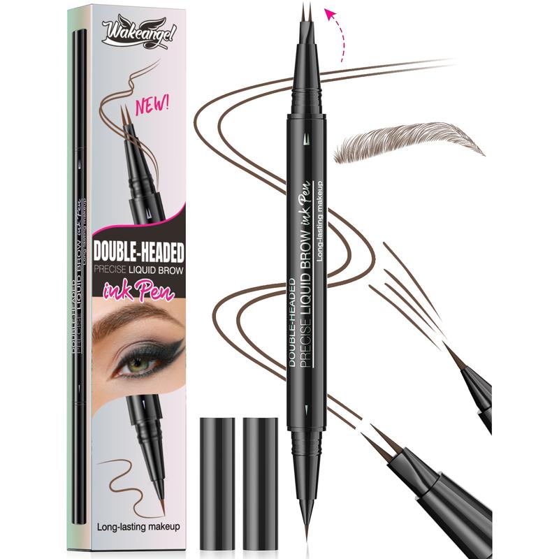 Microblading Eyebrow Pen Waterproof, 2-in-1 Dual-Ended Eye Brow Pencils with Micro-Fork-Tip and Precise Brush-Tip, Natural Hair Like Strokes, Last All-Day