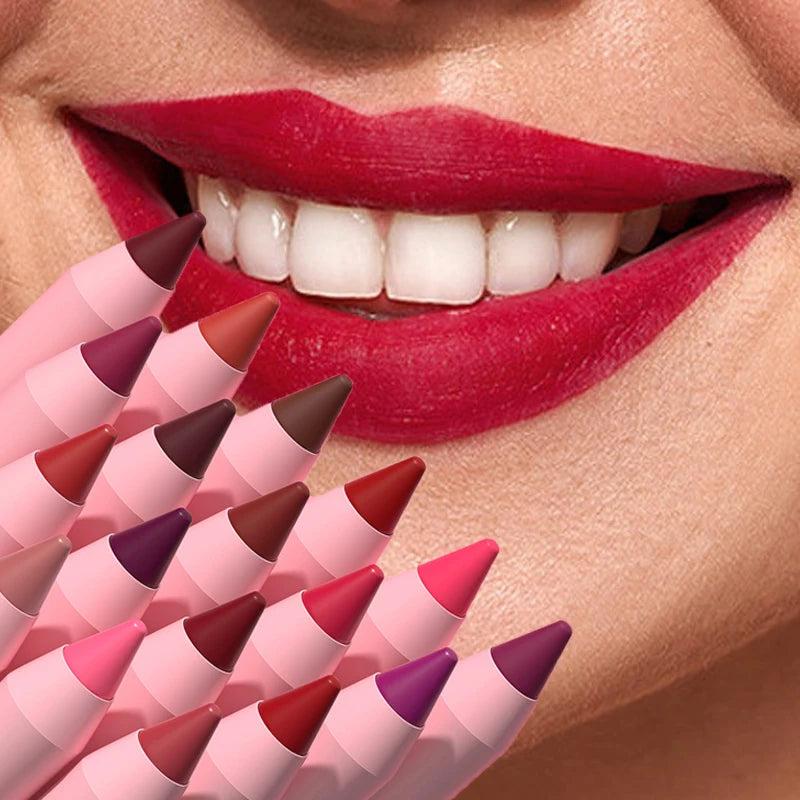 *(For a limited time)**BUY 6 GET 3 ( *65%OFF!)Colors Lipstick Pencil Waterproof Sexy Red Matte Contour Tint Lipstick Lasting Non-stick Cup Lipliner Pen Lip Makeup Cosmetic