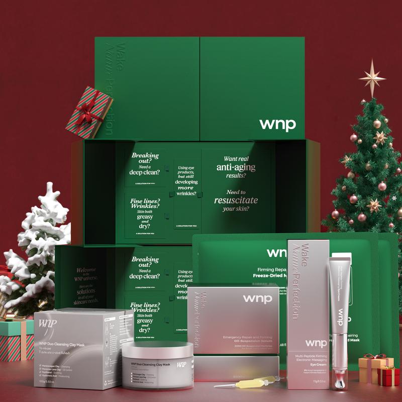 Holiday Miracle Gift Set | Christmas Gift - WNP Wrinkle Eraser + Emergency Repair Oil-Suspension Serum + Duo Cleansing Clay Mask + Living Energy Freeze-Dried Mask *2