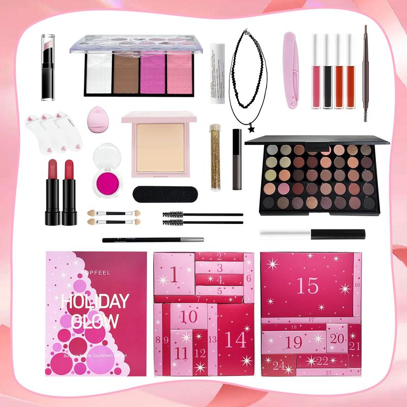 Makeup Holiday Gifts Glow Makeup Advent Calendar 2024, 24 Days Countdown To Girls Christmas Gifts, Cosmetic Surprises For Women Teens Gift Set Full Kit Brand: GUOBOYCL