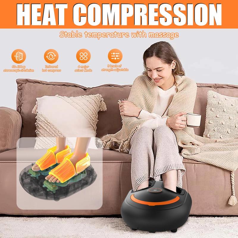 [Cyber Monday Deal] Foot Massager Machine with Soothing Heat, Comfort Deep Kneading Therapy, Air Compression foot massagers, Improve Blood Circulation and Foot Wellness,Relax for Home or Office Use(Black)